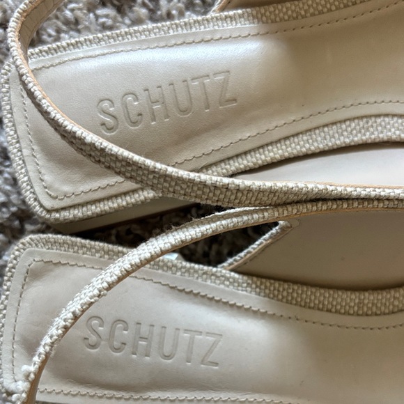 SCHUTZ Violetta Offwhite Pointed Toe Slingback Flats with Bow Size 7 - Picture 2 of 10